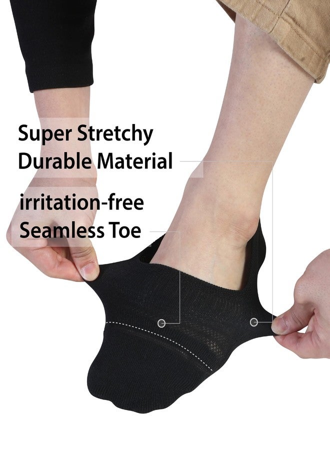 Pro Mountain Seamless No Show Socks Unisex Wide Toe Box For Health Y Heel Forefoot Size M Black 6 Pack Cotton Cushion Footies Loafer US Women Shoes 8-10 Men 7-9 - Image 3